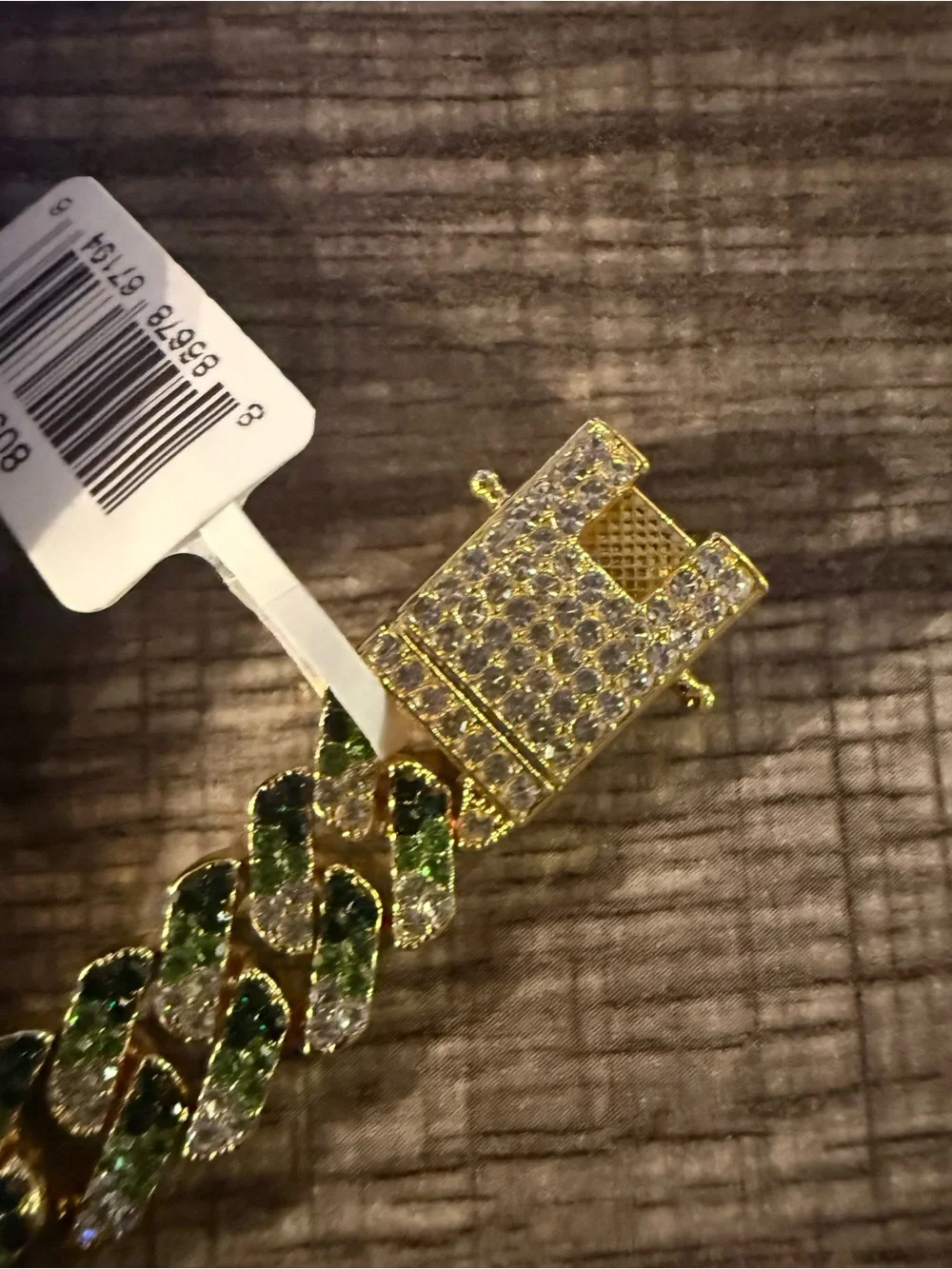 Invicta Elements Men’s XL Drip Chain Gold Tone Bracelet with Green Accents